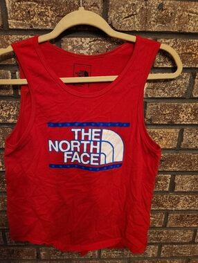 The North Face Red Crewneck Tee with Black Logo